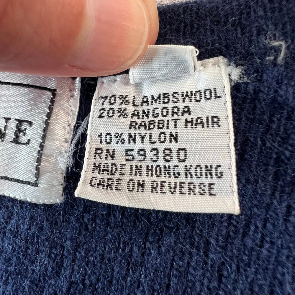 Evan Picone Vintage Lambswool Angora Navy Blue Sweater Vest women's Size Medium - Picture 5 of 8